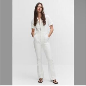 Mango White Denim Jumpsuit NWT XXS